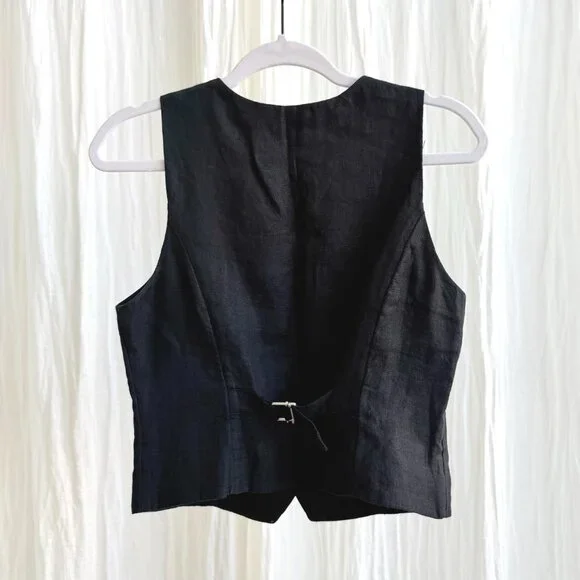 J.Crew Linen Button Down Vest - Size 4 - Picture 2 of 4